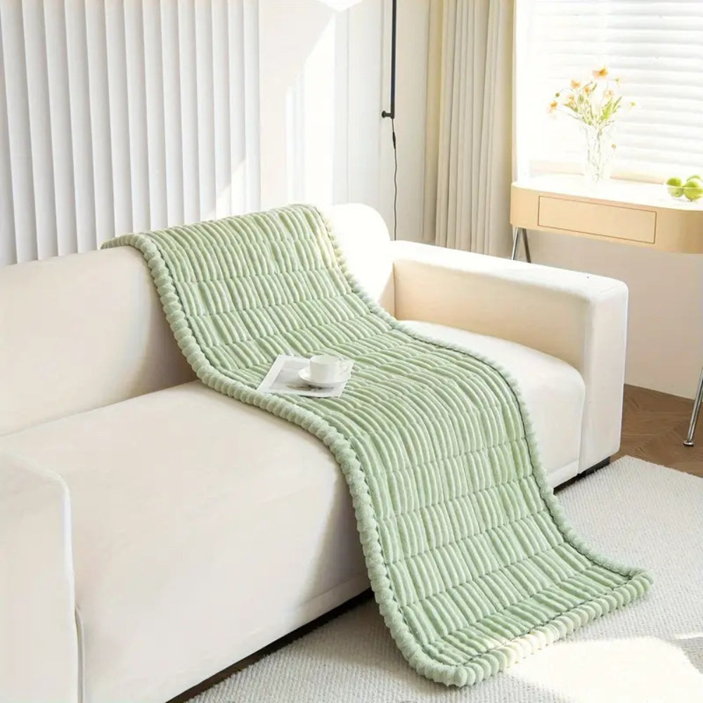 Contemporary Pleated Plush Sofa Cover