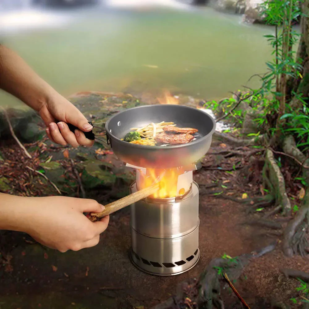 Camping Stove with Collapsible Pot Stand