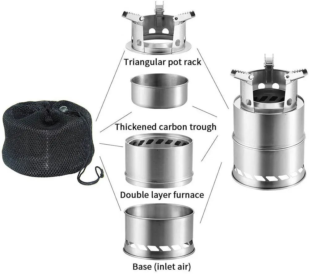 Camping Stove with Collapsible Pot Stand