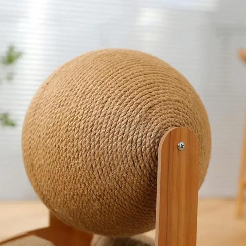 Contemporary Curved Wood Cat Scratching Post