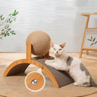 Contemporary Curved Wood Cat Scratching Post