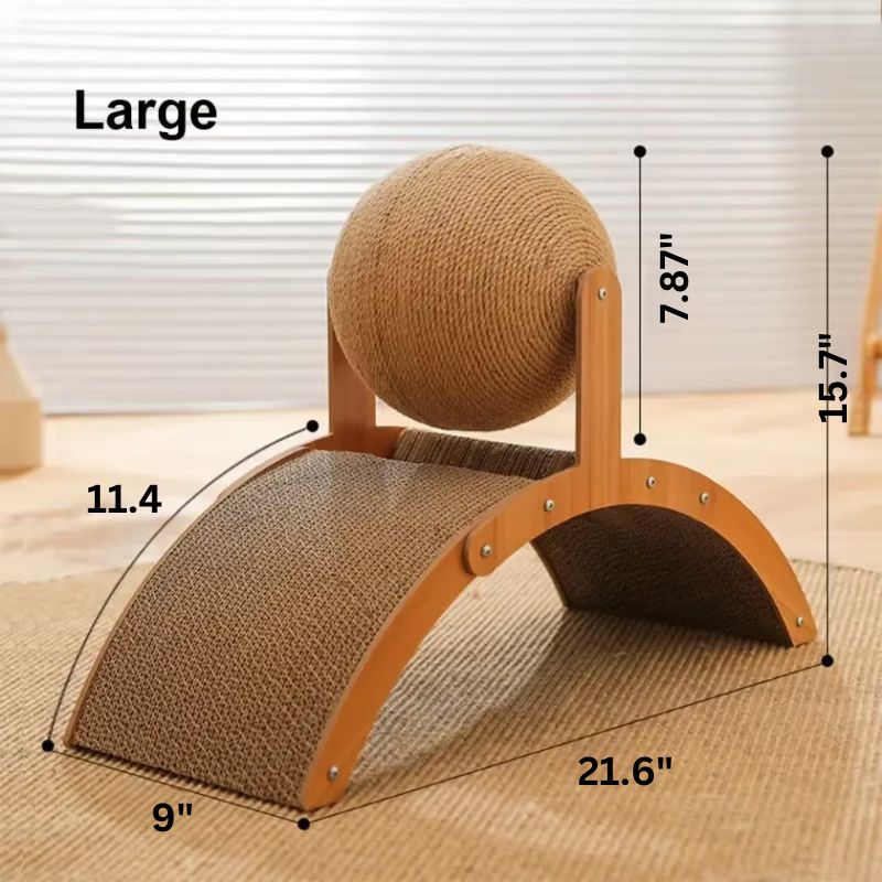 Contemporary Curved Wood Cat Scratching Post