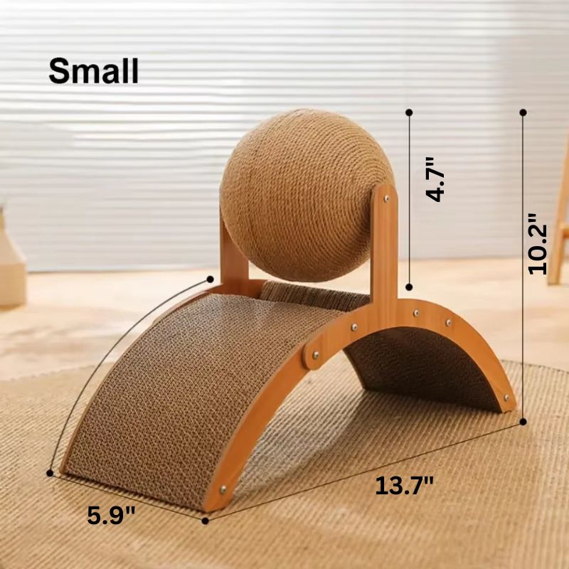 Contemporary Curved Wood Cat Scratching Post