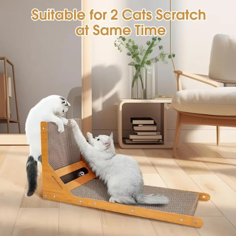 Contemporary L-Shaped Wood Cat Scratching Post