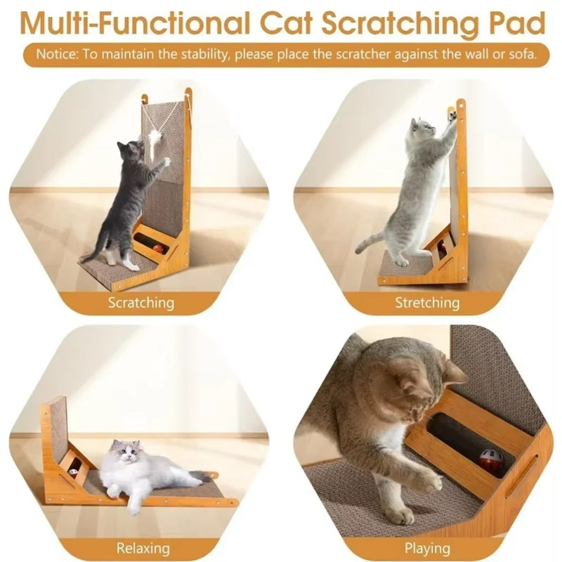 Contemporary L-Shaped Wood Cat Scratching Post