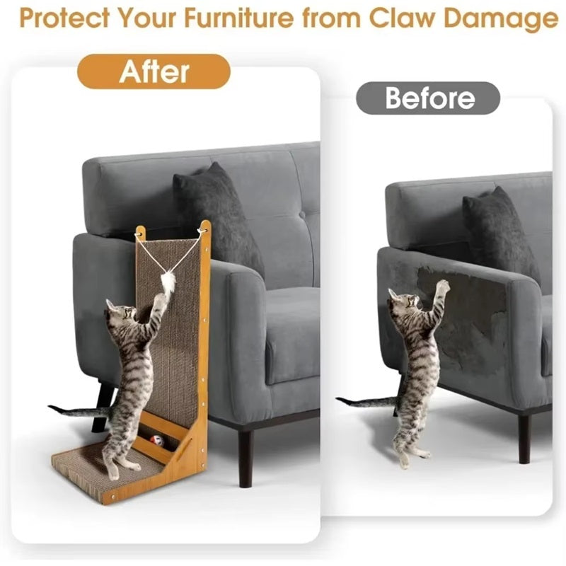 Contemporary L-Shaped Wood Cat Scratching Post