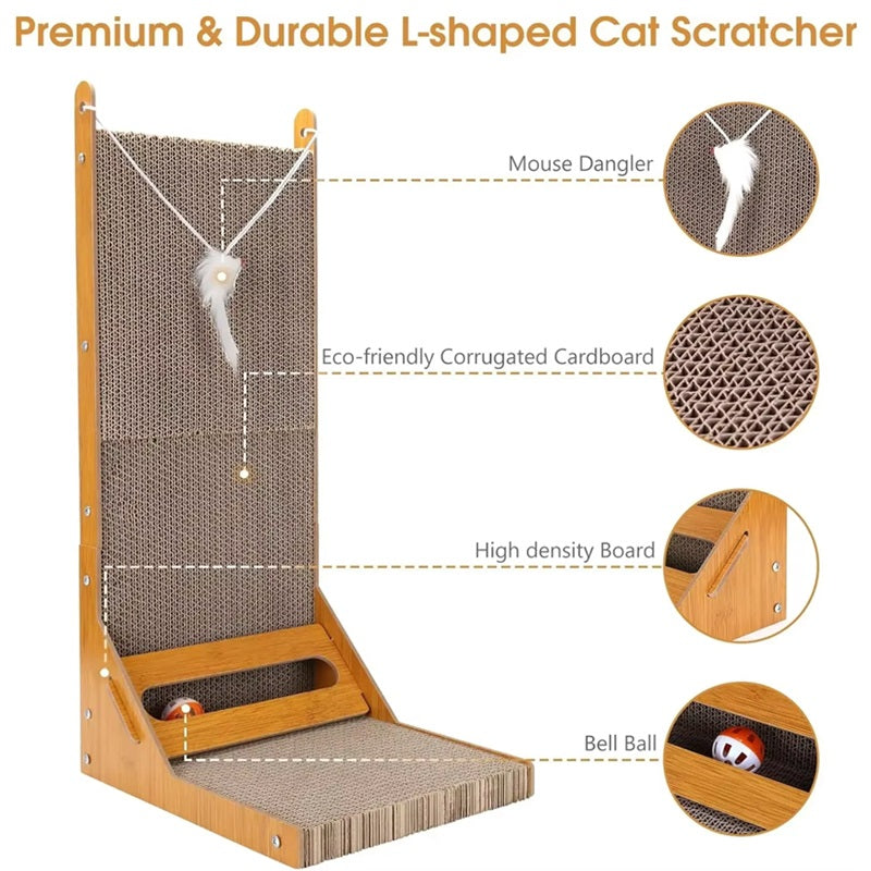 Contemporary L-Shaped Wood Cat Scratching Post