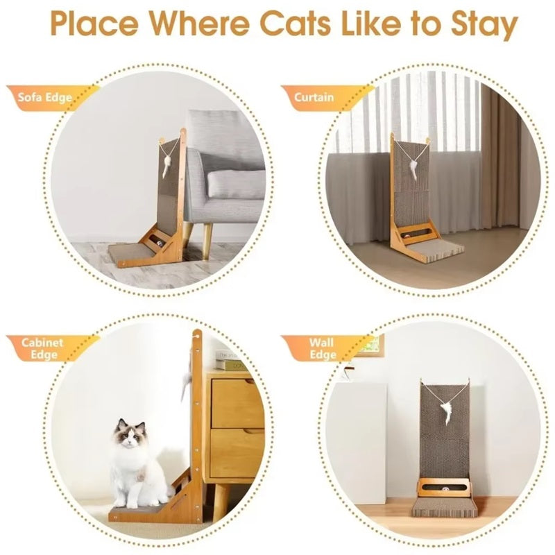 Contemporary L-Shaped Wood Cat Scratching Post