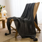 Minimalist Bamboo Knit Throw Blanket with Tassels