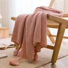 Minimalist Bamboo Knit Throw Blanket with Tassels