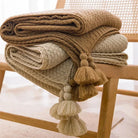 Minimalist Bamboo Knit Throw Blanket with Tassels
