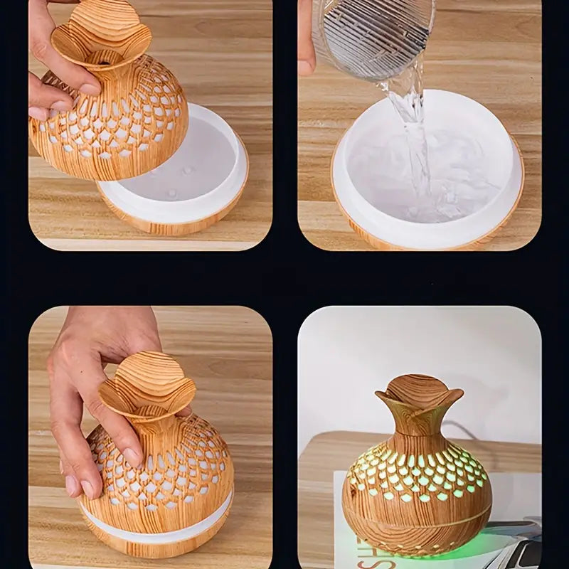 Aromatherapy Diffuser with Wood Pattern & Ambient Light