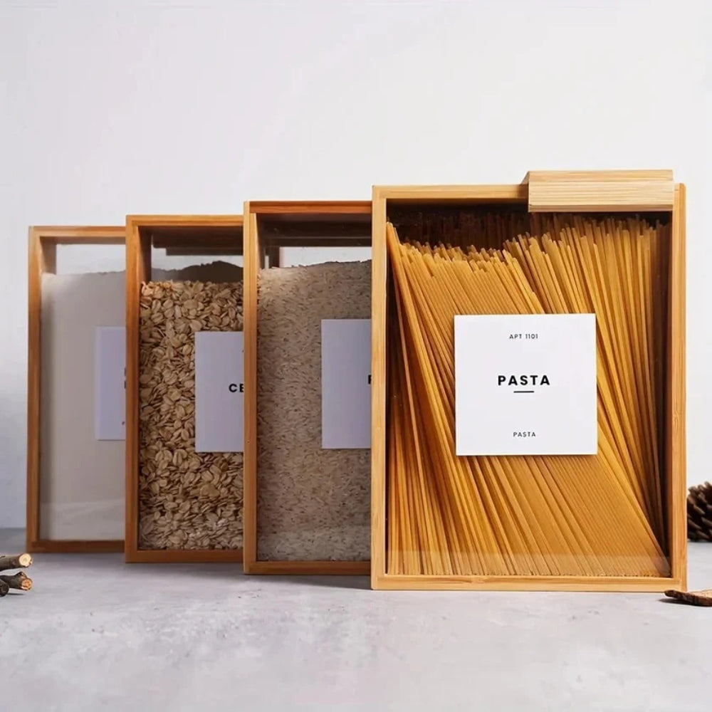 Minimalist Bamboo Wood Storage Container with Sliding Lid