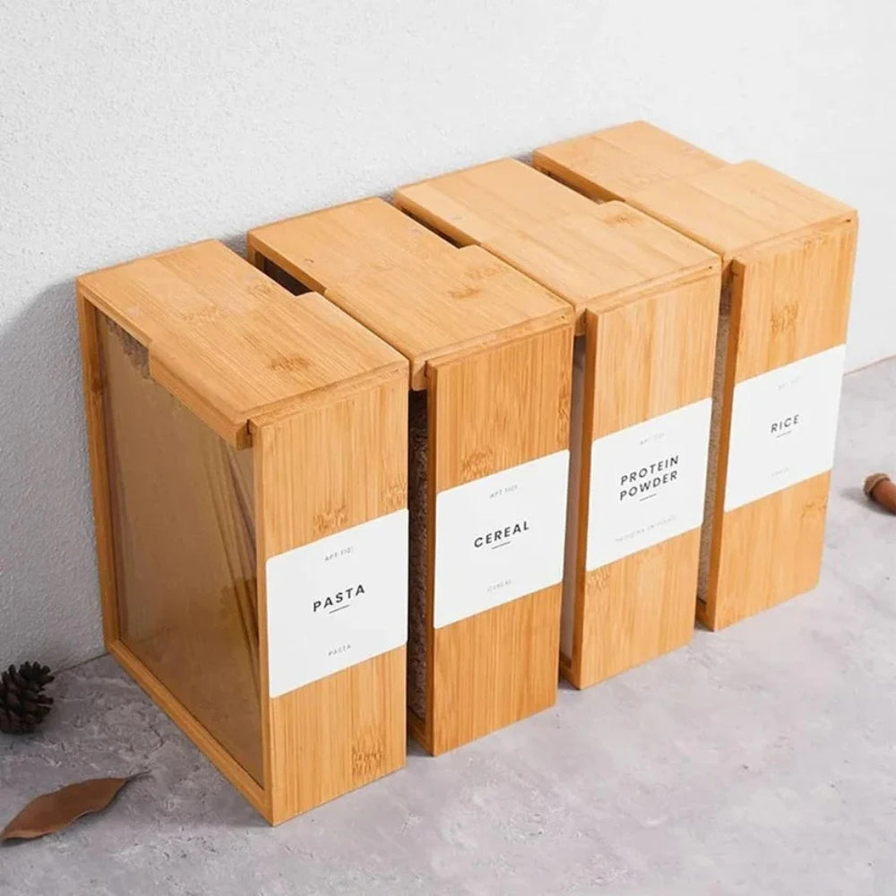 Minimalist Bamboo Wood Storage Container with Sliding Lid
