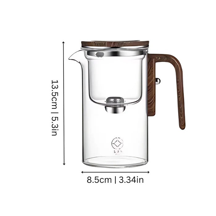 Glass and Wood Tea Infuser with Integrated Spout