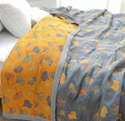 Cotton Throw Blanket with Ginkgo Leaf Design