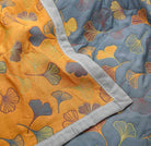 Cotton Throw Blanket with Ginkgo Leaf Design