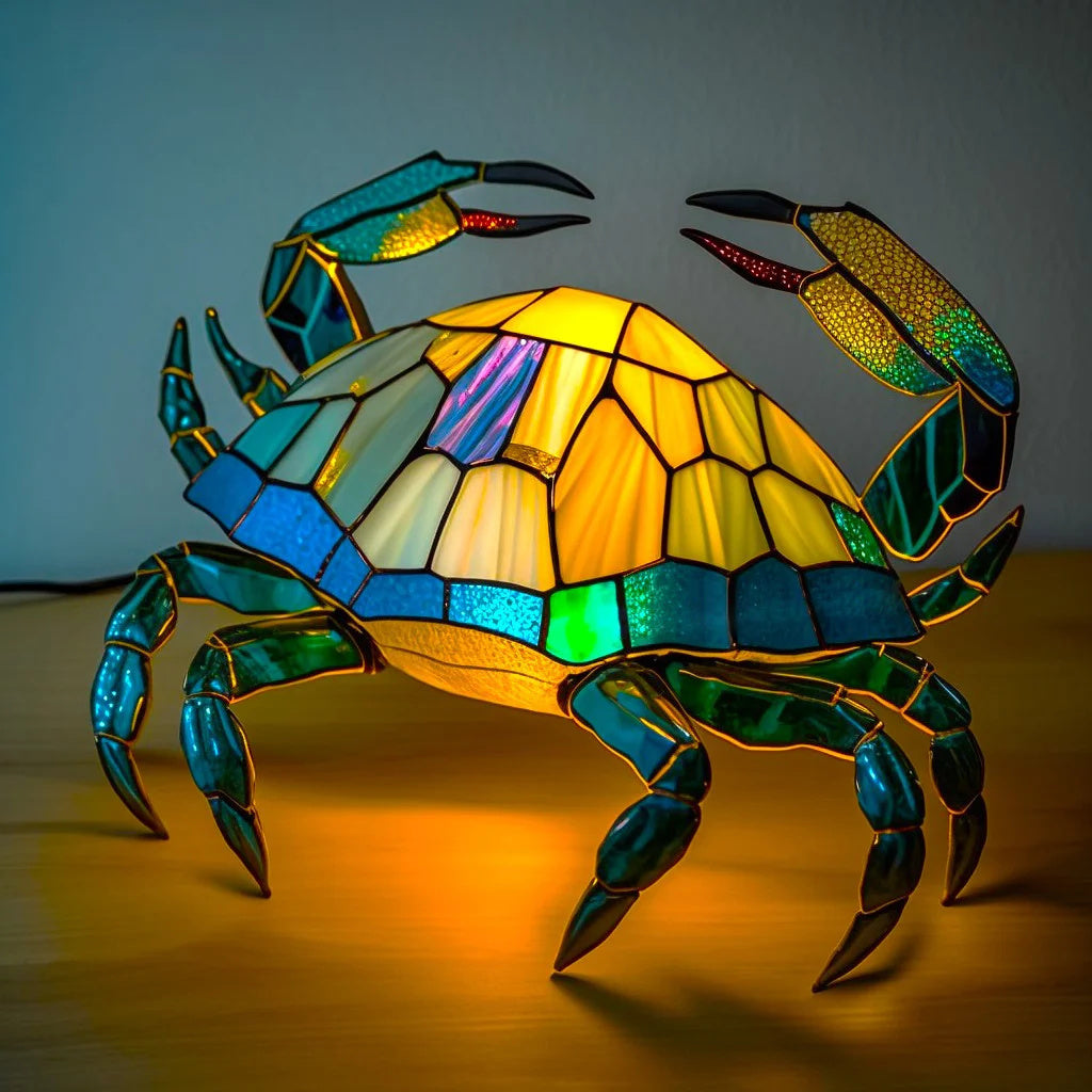 Artistic Stained Glass Wolf Table Lamp