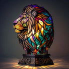 Artistic Stained Glass Wolf Table Lamp